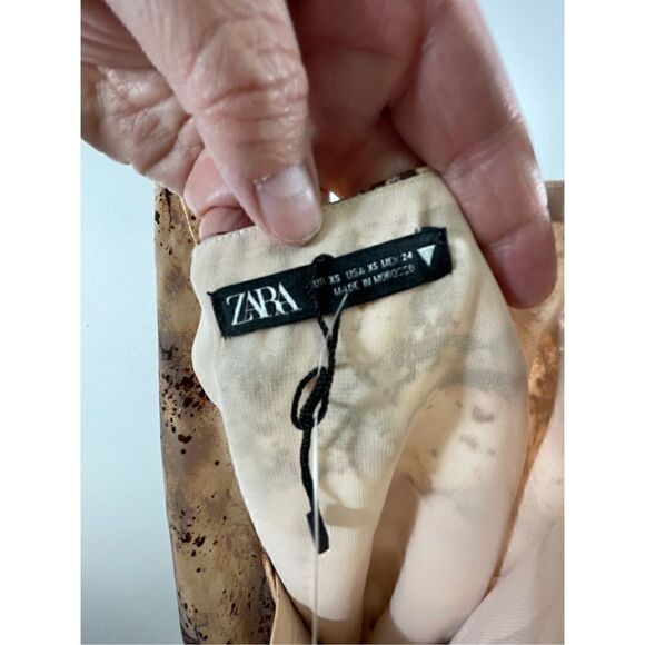 Zara NWOT Ivory Tan Wrap Mini Dress Size XS - Picture 6 of 8